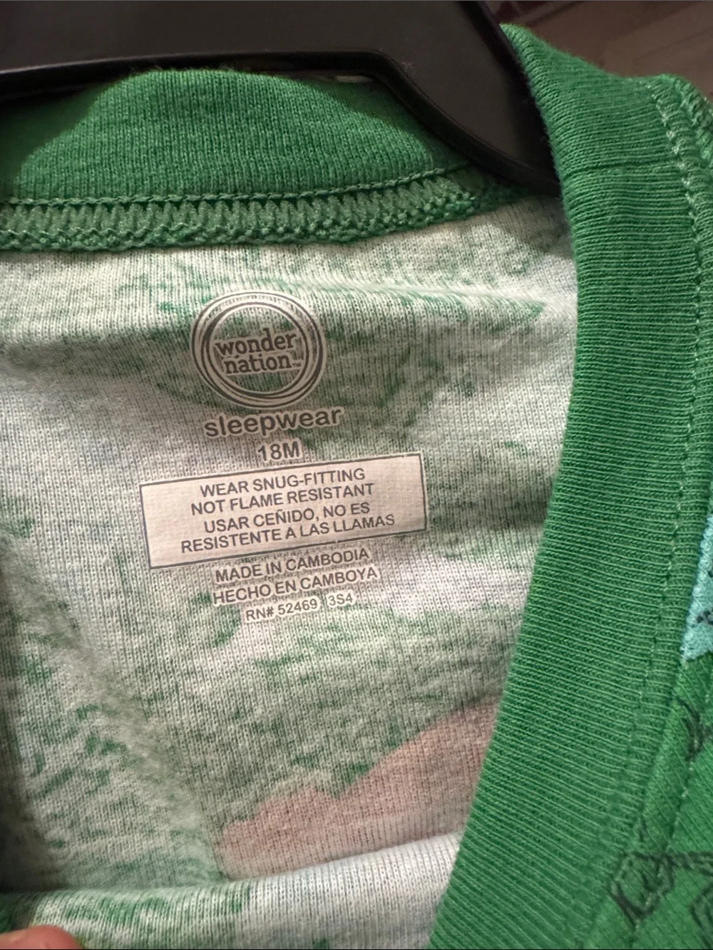 Kids Green Dinosaur Pajama Set